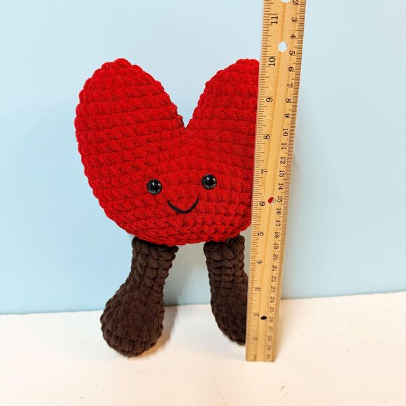 Crochet Heart Plush Jellycat Inspired, Red Amigurumi Heart Toy, Valentine Gift - Picture 6 of 9
